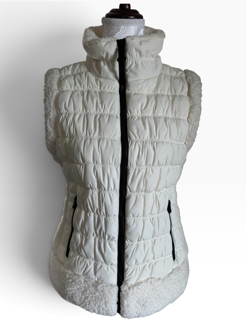 Calvin Klein Performance Quilted Puffer Vest with Sherpa Trim